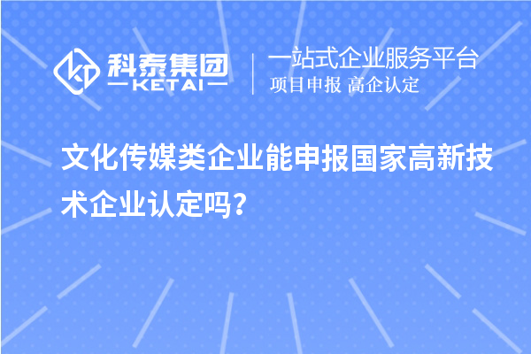 文化传媒类企业能申报2023年国家
吗？