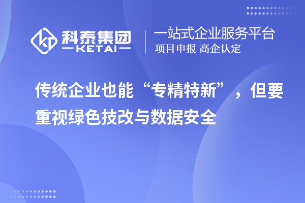 传统企业也能“专精特新”，但要重视绿色技改与数据安全