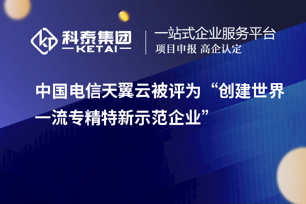 中国电信天翼云被评为“创建世界一流专精特新示范企业”