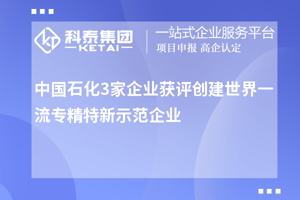 中国石化3家企业获评创建世界一流专精特新示范企业