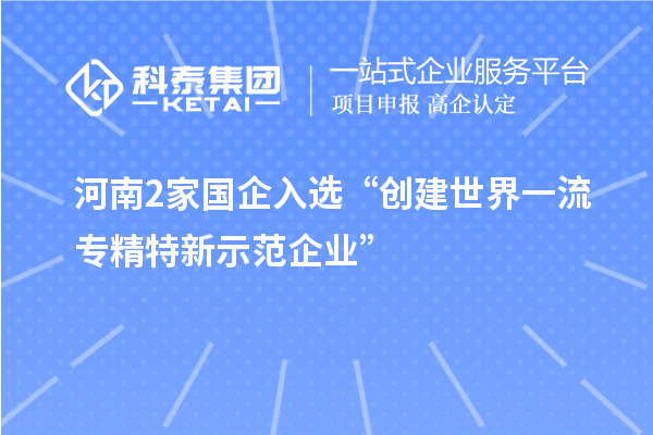 河南2家国企入选“创建世界一流专精特新示范企业”