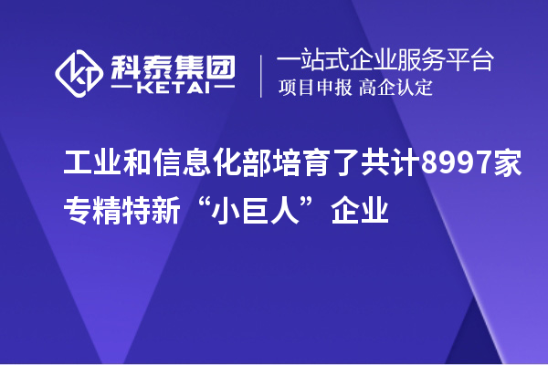 工业和信息化部培育了共计8997家专精特新“小巨人”企业