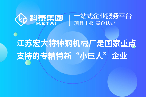 江苏宏大特种钢机械厂是国家重点支持的专精特新“小巨人”企业