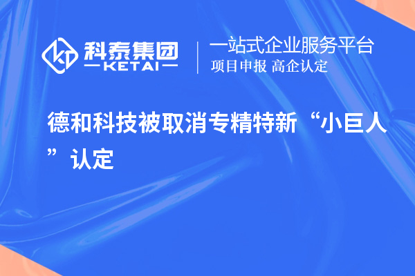 德和科技被取消专精特新“小巨人”认定