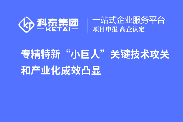 专精特新“小巨人”关键技术攻关和产业化成效凸显