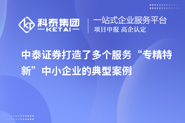 中泰证券打造了多个服务“专精特新”中小企业的典型案例