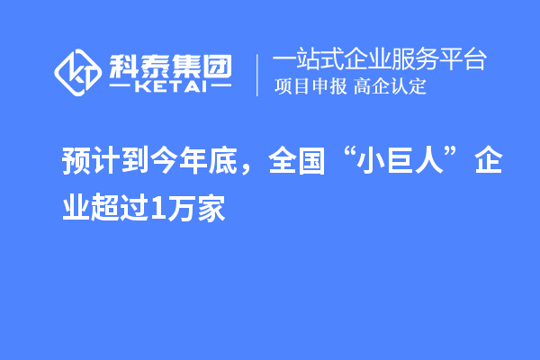 预计到今年底，全国“小巨人”企业超过1万家