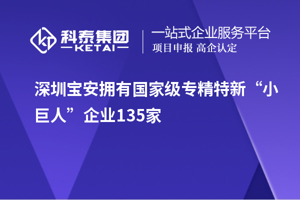 深圳宝安拥有国家级专精特新“小巨人”企业135家