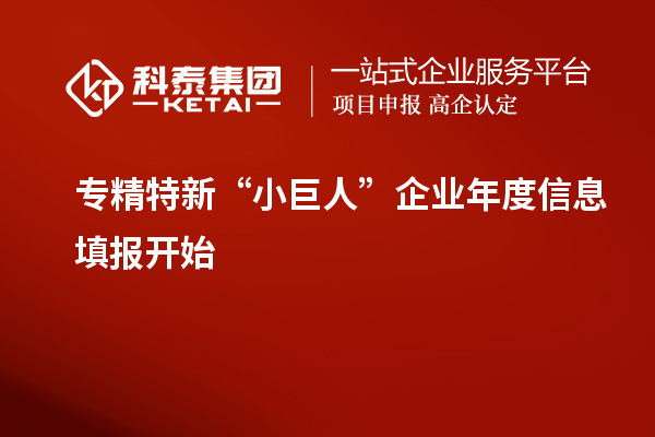 专精特新“小巨人”企业年度信息填报开始