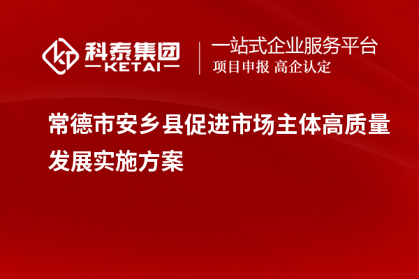 常德市安乡县促进市场主体高质量发展实施方案