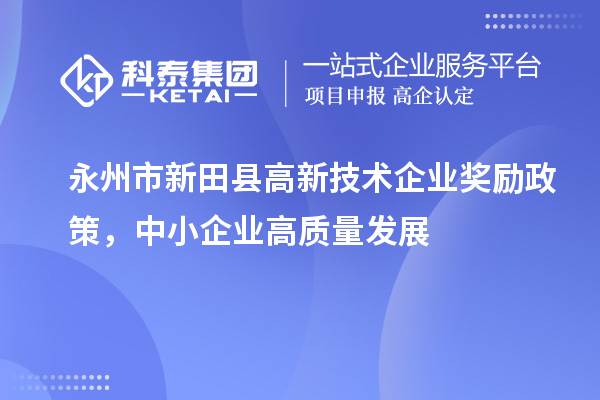 永州市新田县高新技术企业奖励政策，中小企业高质量发展