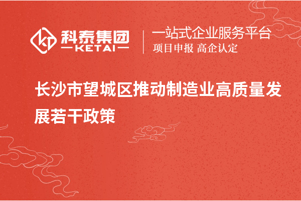 长沙市望城区推动制造业高质量发展若干政策