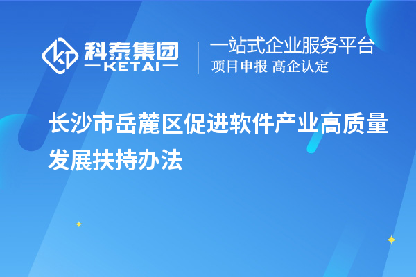 长沙市岳麓区促进软件产业高质量发展扶持办法