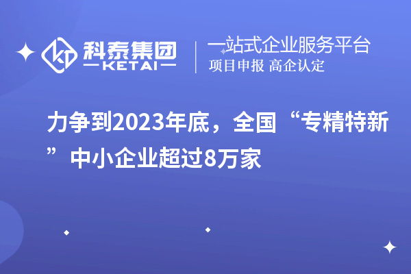 力争到2023年底，全国“专精特新”中小企业超过8万家