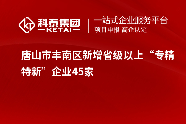 唐山市丰南区新增省级以上“专精特新”企业45家