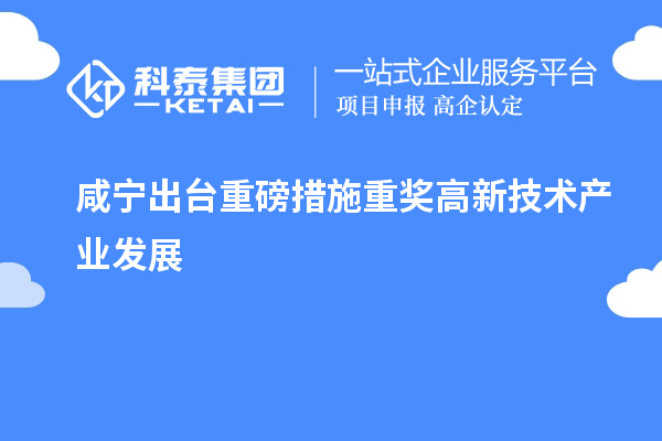 咸宁出台重磅措施重奖高新技术产业发展