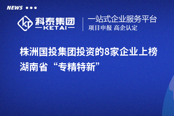 株洲国投集团投资的8家企业上榜湖南省“专精特新”