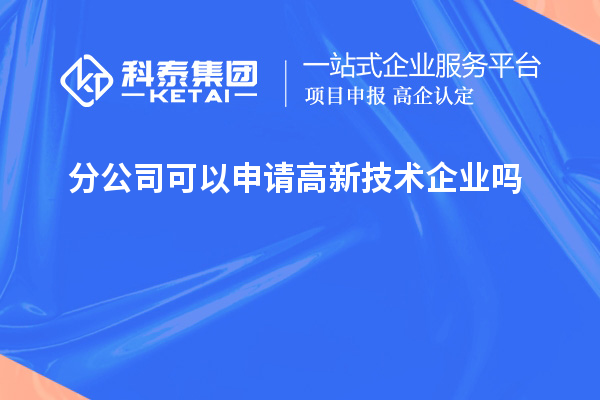 分公司可以申请高新技术企业吗