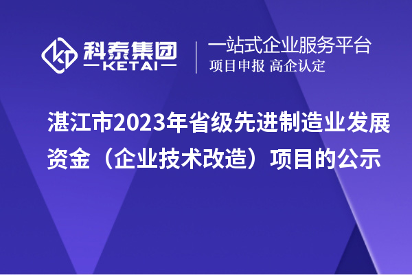 湛江市2023年省级先进制造业发展资金（企业技术改造）项目的公示