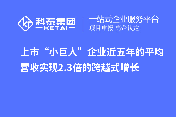 上市“小巨人”企业近五年的平均营收实现2.3倍的跨越式增长