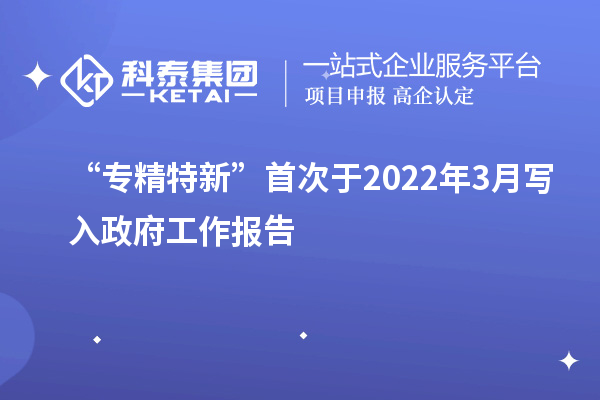 “专精特新”首次于2022年3月写入政府工作报告