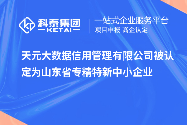 天元大数据信用管理有限公司被认定为山东省专精特新中小企业