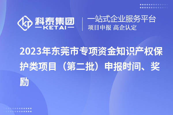 2023年东莞市专项资金知识产权保护类项目（第二批）申报时间、奖励