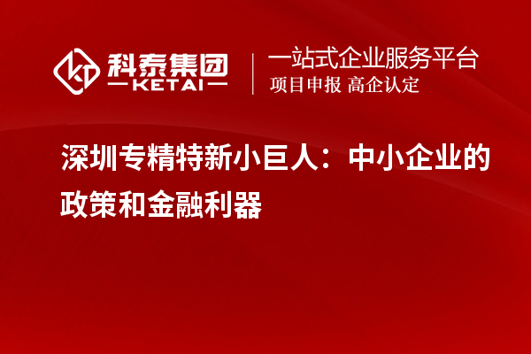 深圳专精特新小巨人：中小企业的政策和金融利器