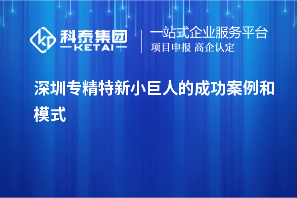 深圳专精特新小巨人的成功案例和模式