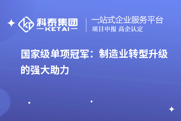 国家级单项冠军：制造业转型升级的强大助力