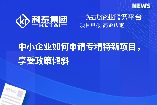 中小企业如何申请专精特新项目，享受政策倾斜