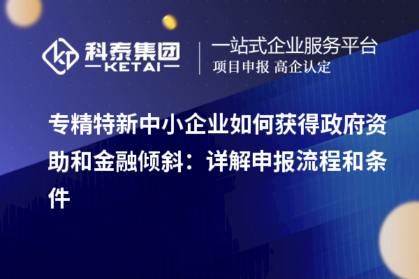 专精特新中小企业如何获得政府资助和金融倾斜：详解申报流程和条件