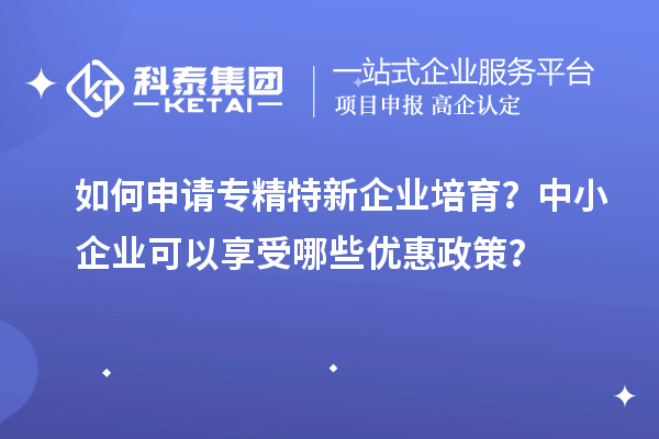 如何申请专精特新企业培育？中小企业可以享受哪些优惠政策？