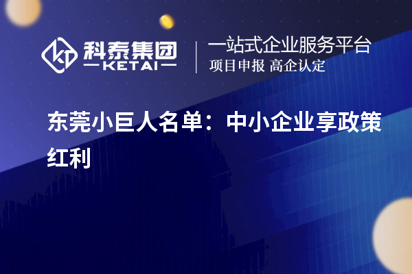 东莞小巨人名单：中小企业享政策红利