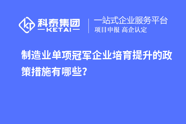 制造业单项冠军企业培育提升的政策措施有哪些？