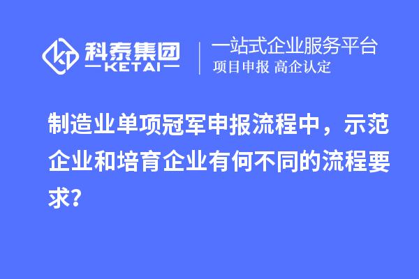 制造业单项冠军申报流程中，示范企业和培育企业有何不同的流程要求？