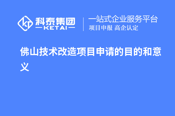 佛山技术改造项目申请的目的和意义