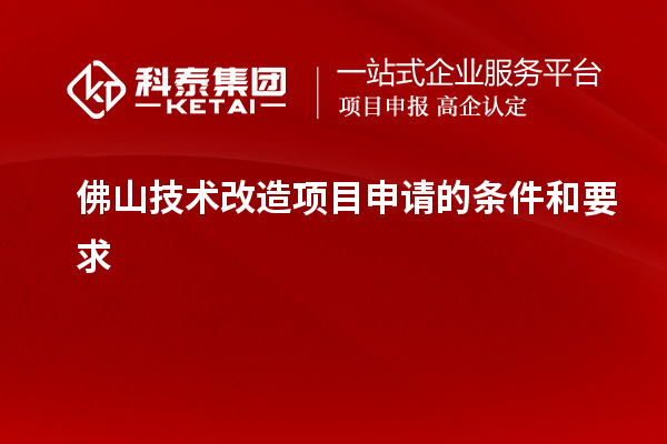 佛山技术改造项目申请的条件和要求