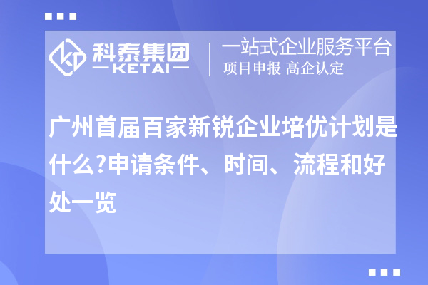 广州首届百家新锐企业培优计划是什么?申请条件、时间、流程和好处一览