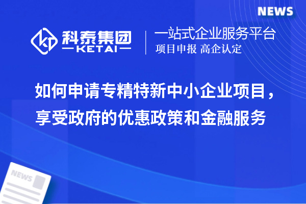 如何申请专精特新中小企业项目，享受政府的优惠政策和金融服务