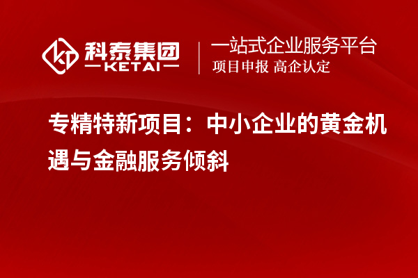 专精特新项目：中小企业的黄金机遇与金融服务倾斜