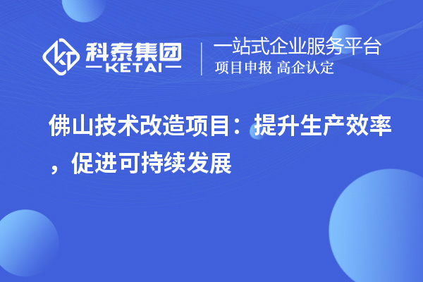  佛山技术改造项目：提升生产效率，促进可持续发展