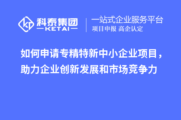 如何申请专精特新中小企业项目，助力企业创新发展和市场竞争力