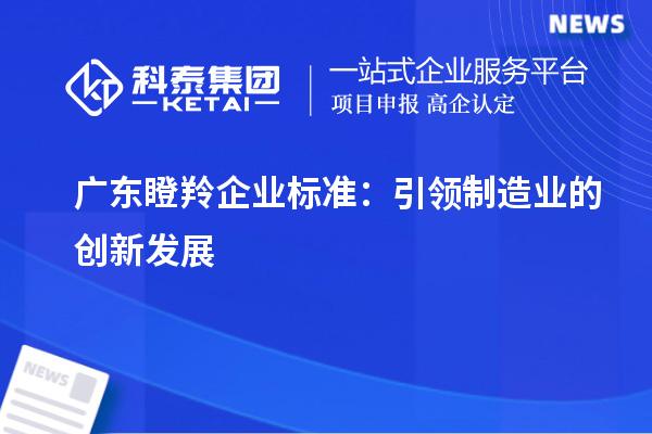 广东瞪羚企业标准：引领制造业的创新发展