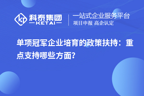 单项冠军企业培育的政策扶持：重点支持哪些方面？