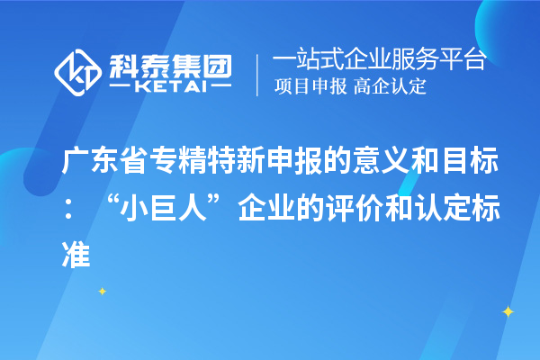 广东省
的意义和目标：“小巨人”企业的评价和认定标准