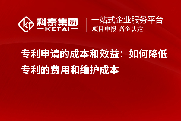 专利申请的成本和效益：如何降低专利的费用和维护成本