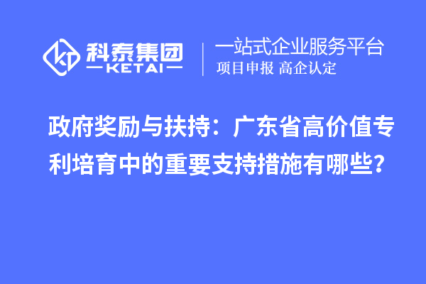 政府奖励与扶持：广东省高价值专利培育中的重要支持措施有哪些？