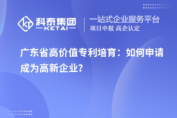 广东省高价值专利培育：如何申请成为高新企业？