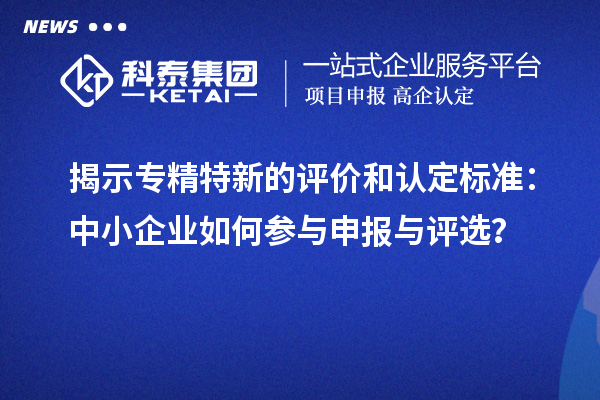 揭示专精特新的评价和认定标准：中小企业如何参与申报与评选？